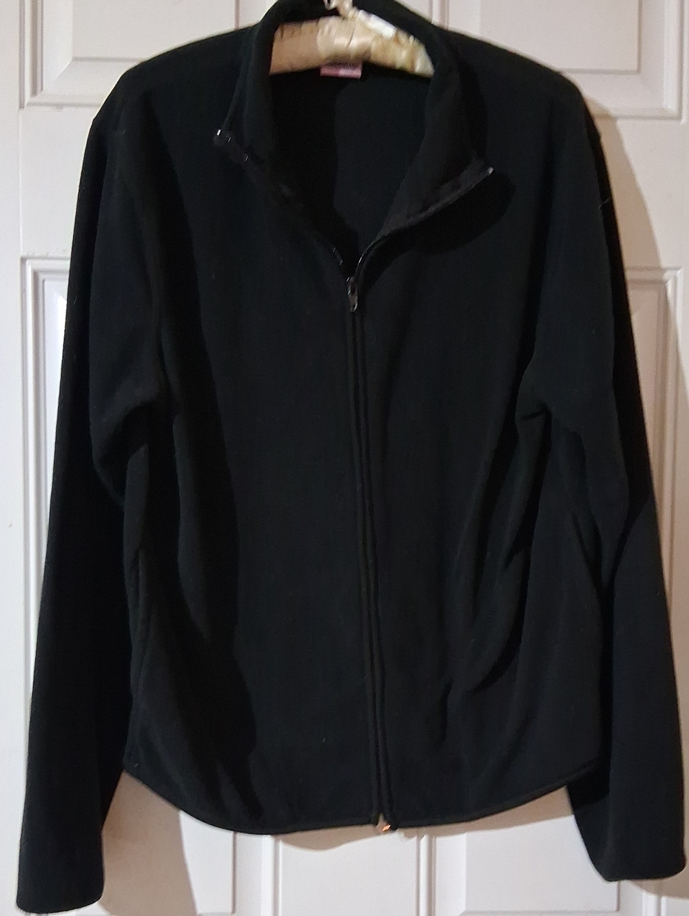 Logo Athletic Black Full-Zip Bomber-Style Fleece Jacket